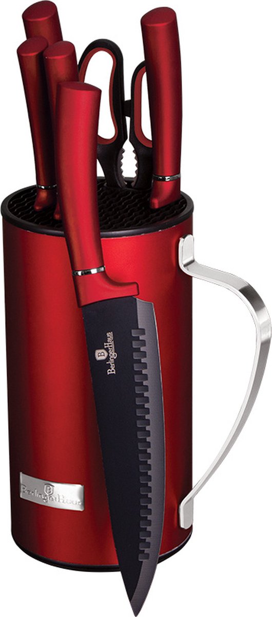 Berlinger Haus Messenset Burgundy Rvs/acryl Zwart/rood 7-delig