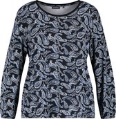 SAMOON Dames Longsleeve met paisleydessin EcoVero Navy gemustert-56