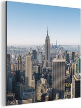 Wanddecoratie Metaal - Aluminium Schilderij Industrieel - Mooie uitzicht over Manhatten en de Empire State Building - 90x90 cm - Dibond - Foto op aluminium - Industriële muurdecoratie - Voor de woonkamer/slaapkamer