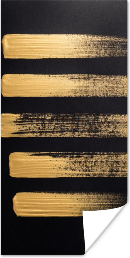 Poster Patroon van gouden verf op een zwarte achtergrond - 80x160 cm
