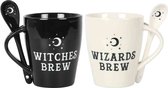 Something Different Mok/beker met lepel set Witches and Wizards Couples Zwart/Wit