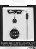 Silicone Rechargeable Vibrating Plug - Black - Urethral Toys