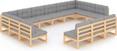 Decoways - 13-delige Loungeset met kussens massief grenenhout