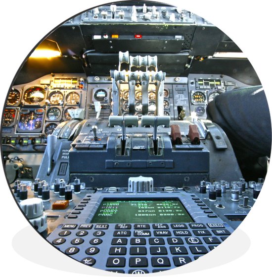 WallCircle - Wandcirkel - Muurcirkel - Cockpit - Knoppen - Vliegtuig - Aluminium - Dibond - 120x120 cm - Binnen en Buiten XXL