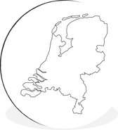 Wall Circle - Wall Circle - Carte - Pays- Nederland - Zwart - Wit - Aluminium - ⌀ 120 cm - Intérieur et Extérieur XXL