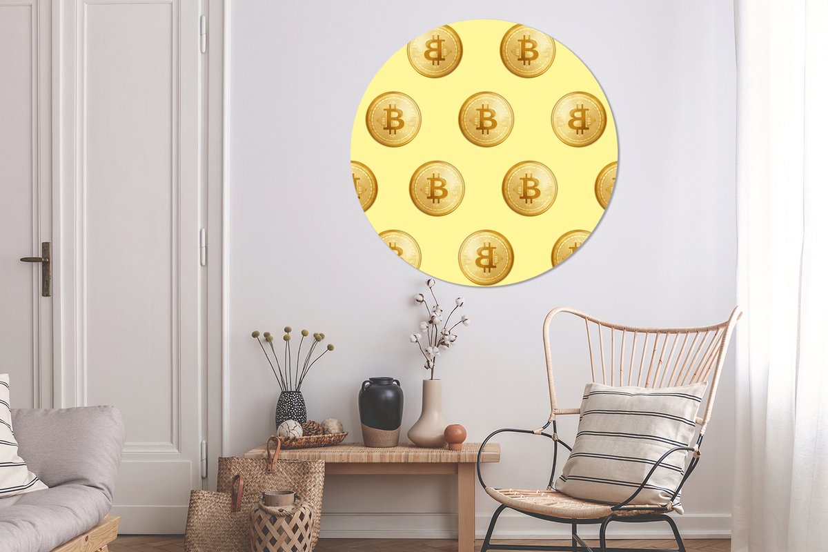 Papier peint Circle - Bitcoin - Or - Motifs - Jaune - ⌀ 120 cm - Wall  Circle XXL | bol