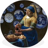 WallCircle - Wandcirkel ⌀ 30 - Melkmeisje - Meisje met de parel - Vermeer - Ronde schilderijen woonkamer - Wandbord rond - Muurdecoratie cirkel - Kamer decoratie binnen - Wanddecoratie muurcirkel - Woonaccessoires