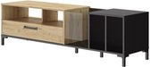 DIAGONE TV-meubel - Eiken en zwart decor - Made in France - L 198 x H 51 x D 45 cm - PYLA