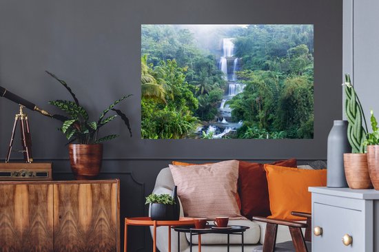 Sticker Muursticker Indonésie - Chutes d'eau en Indonésie - 120x80 cm - film adhésif autocollant - sticker mural repositionnable