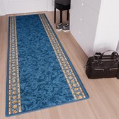 Tapiso Antislip Rubber Mat Blauw Klassiek Modern Rubbermat Tapijt Maat- 100x1050