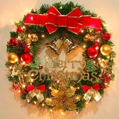 Kerstkrans Met Verlichting - Deurkrans 30cm - Inclusief draadverlichting