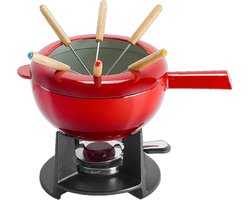 Zwilling fondueset 20 cm met rode gietijzeren pan