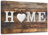 Trend24 - Canvas Schilderij - Thuis Op Vintage Houten Planken - Schilderijen - Vintage - 90x60x2 cm - Bruin