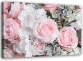 Trend24 - Canvas Schilderij - Roze Rozen - Schilderijen - Bloemen - 120x80x2 cm - Roze