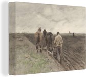 Toile Peinture Labour Fermier - Anton Mauve - 120x90 cm - Décoration murale