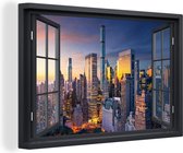 Canvas Schilderij Doorkijk - New York - Skyline - 180x120 cm - Wanddecoratie XXL