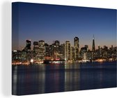 Tableau sur toile San Francisco - Skyline - Nuit - 140x90 cm - Décoration murale