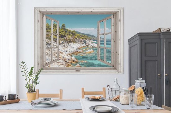 Toile Peinture See Through - Plage - Mer - 160x120 cm - Décoration murale XXL