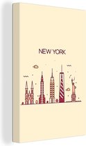 Canvas schilderij 120x180 cm - Wanddecoratie New York - Vrijheidsbeeld - Skyline - Muurdecoratie woonkamer - Slaapkamer decoratie - Kamer accessoires - Schilderijen