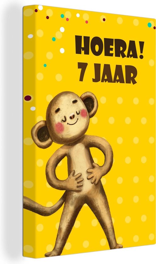Peinture sur toile Anniversaire - Singe - Fête - 20x30 cm - Décoration murale
