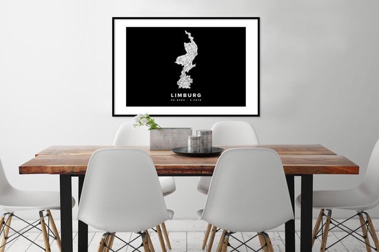 Cadre photo avec affiche - Limbourg - Carte - Pays- Nederland - 90x60 cm - Cadre pour affiche