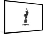 Affiche avec cadre Limbourg - Carte routière Pays- Nederland - Wit - 90x60 cm