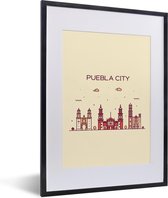 Fotolijst incl. Poster - Mexico - Skyline - Puebla - 30x40 cm - Posterlijst