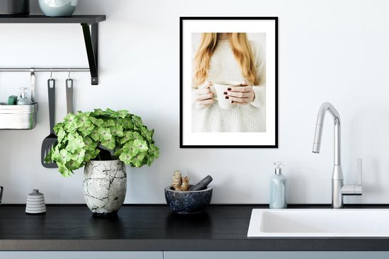 Cadre photo avec affiche - Café - Hiver - Pull - 30x40 cm - Cadre pour affiche