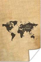 Poster - Wereldkaart - Vintage - Perkament - 80x120 cm