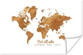 Poster Wereldkaart - Brons - Touw - 30x20 cm