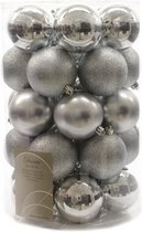 Kerst Kerstballen mix zilver 34 stuks