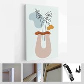 Moderne abstracte kunst botanische kunst aan de muur. Boho. Minimal Art Flower op geometrische vormen achtergrond. Schilderij Muur Foto's Thuis Kamer Decor - Moderne Kunst Canvas -