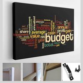 Onlinecanvas - Schilderij - Budgetconcept In Tag Cloud Art Horizontaal - Multicolor - 80 X 60 Cm