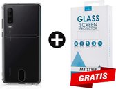 Crystal Backcase Shockproof Met Pasjeshouder Hoesje Huawei P30 Transparant - Gratis Screen Protector - Telefoonhoesje - Smartphonehoesje