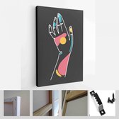Onlinecanvas - Schilderij - Abstract Gezicht. Verlof. Handen. Vormen. Minimalisme Concept. Lijntekeningstijl Art Verticaal - Multicolor - 115 X 75 Cm