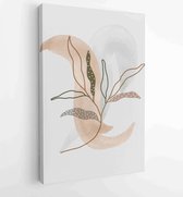 Botanische aquarel muur kunst vector set. Earth tone boho gebladerte lijntekening met abstracte vorm 2 - Moderne schilderijen – Verticaal – 1901708017 - 50*40 Vertical