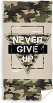 strandlaken Never Give Up 70 x 140 cm katoen groen