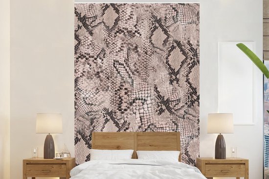 Behang - Fotobehang Slangenprint - Schubben - Grijs - Breedte 170 cm x ...