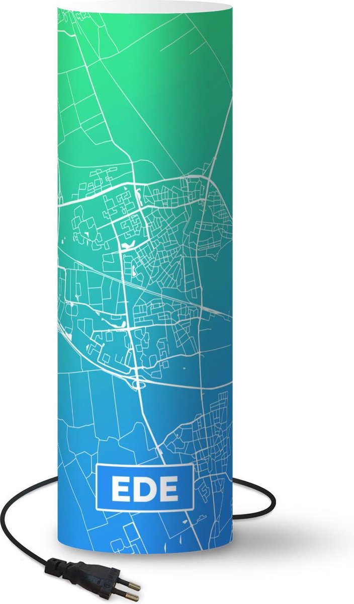 Lamp - Nachtlampje - Tafellamp slaapkamer - Stadskaart - Ede - Blauw - Nederland - 50 cm hoog - Ø15.9 cm - Inclusief LED lamp - Plattegrond