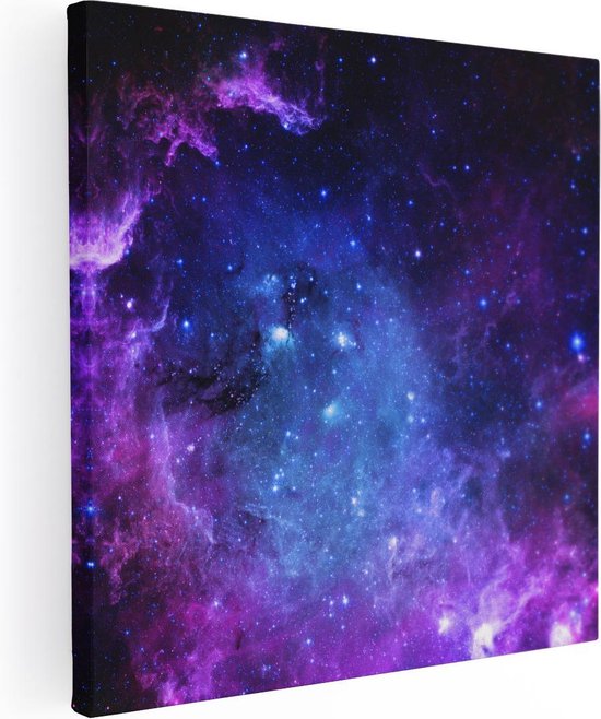 Artaza Canvas Schilderij Ruimte in het Paars Blauw  - 30x30 - Klein - Foto Op Canvas - Canvas Print
