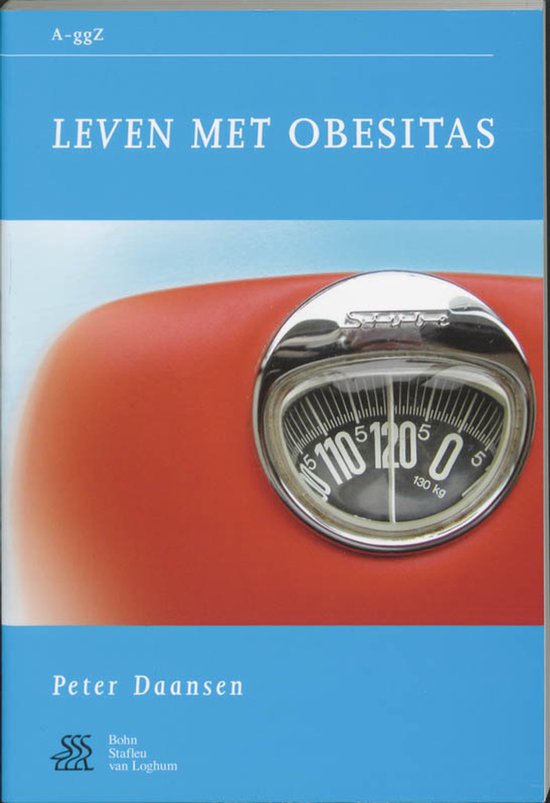 Boekomslag met de titel "Leven met obesitas" en een weegschaal.