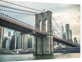 De beroemde brug tussen Brooklyn en Manhattan in New York - Foto op Dibond - 60 x 40 cm