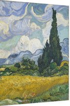 Korenveld met cipressen, Vincent van Gogh - Foto op Dibond - 60 x 80 cm