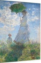 Vrouw met een parasol, Claude Monet - Foto op Dibond - 30 x 40 cm