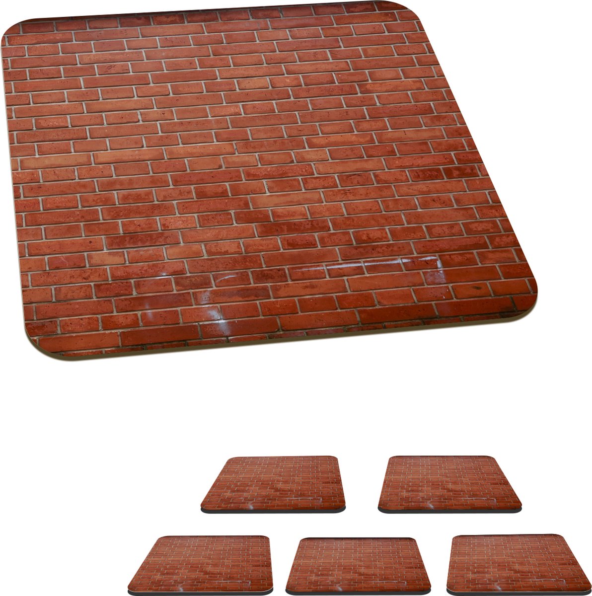 Onderzetters voor glazen - Bakstenen - Muur - Textuur - 10x10 cm - Glasonderzetters - 6 stuks