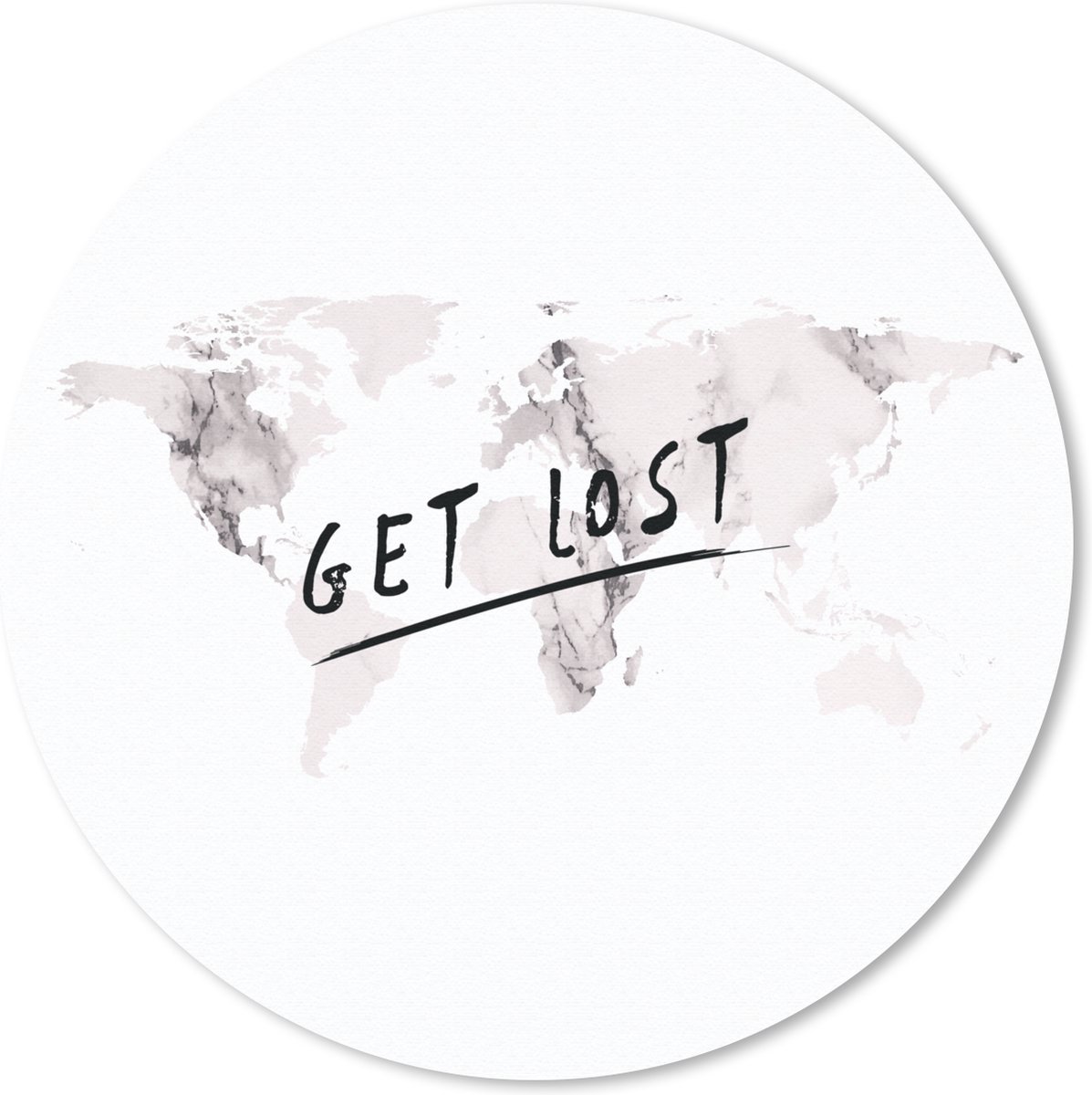 Muismat rond 30x30 cm - Mousepad Wereldkaart - Marmer print - Quote - Ronde muismatten