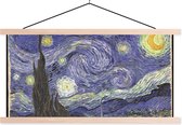 Posterhanger incl. Poster - Schoolplaat - Sterrennacht - Vincent van Gogh - 150x75 cm - Blanke latten