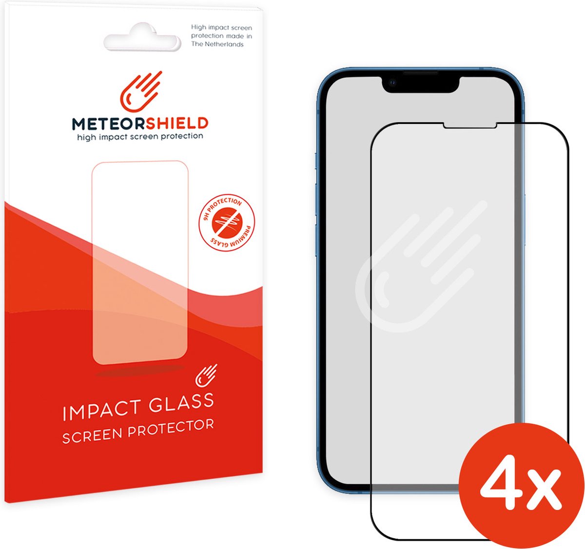 4 stuks: Meteorshield iPhone 13 Mini screenprotector - Full screen