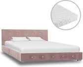 vidaXL Bed met matras fluweel roze 120x200 cm