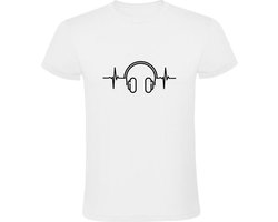 Koptelefoon Hartslag Heren T-shirt - muziek - dj - festival - techno - house - rock - band - ritme - concert - heartbeat